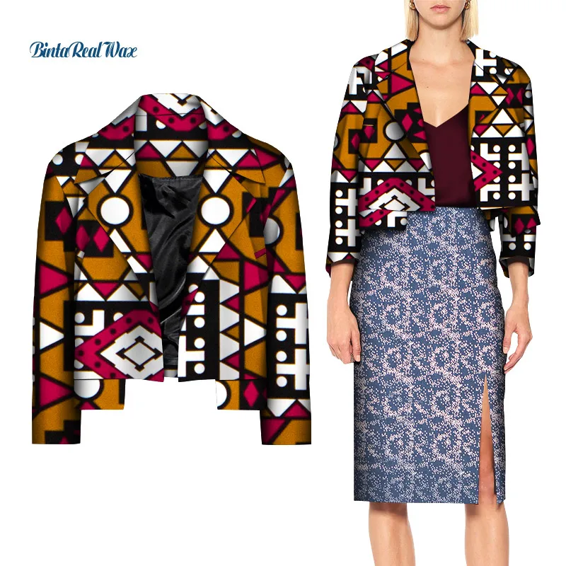 2021 Summer African Print Casual Suits for Sexy Lady Bazin Riche Dashiki Long Sleeve Blazer Coat  Cotton African Clothes WY8474