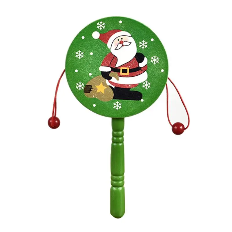 Christmas Baby Kids Wood Rattle Drum Instrument Toys Children Musical Toy Chines