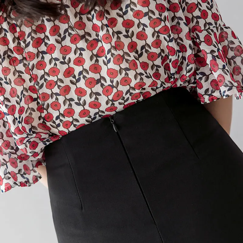 

KUSAHIKI 2021 Korean New Mermaid Skirt Korean Elegant High Waisted Woman Trumpet Skirts Causal Ruffle Faldas De Mujer 6H961