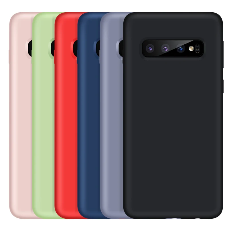 Жидкий силиконовый чехол для телефона Samsung S10 10E Galaxy S7 Edge S8 Plus S9 яркие цвета тпу