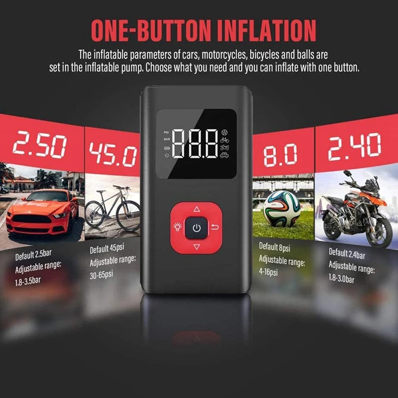 Precio Inflador De Neumáticos Portátil, Compresor De Bomba De Aire Para Coche, Probador De Presión De Neumáticos Eléctrico Con Carga Inversa Inalámbrica