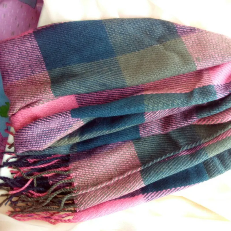 13 цветов осенне-зимний женский клетчатый шарф цветные клетчатые Длинные Теплые