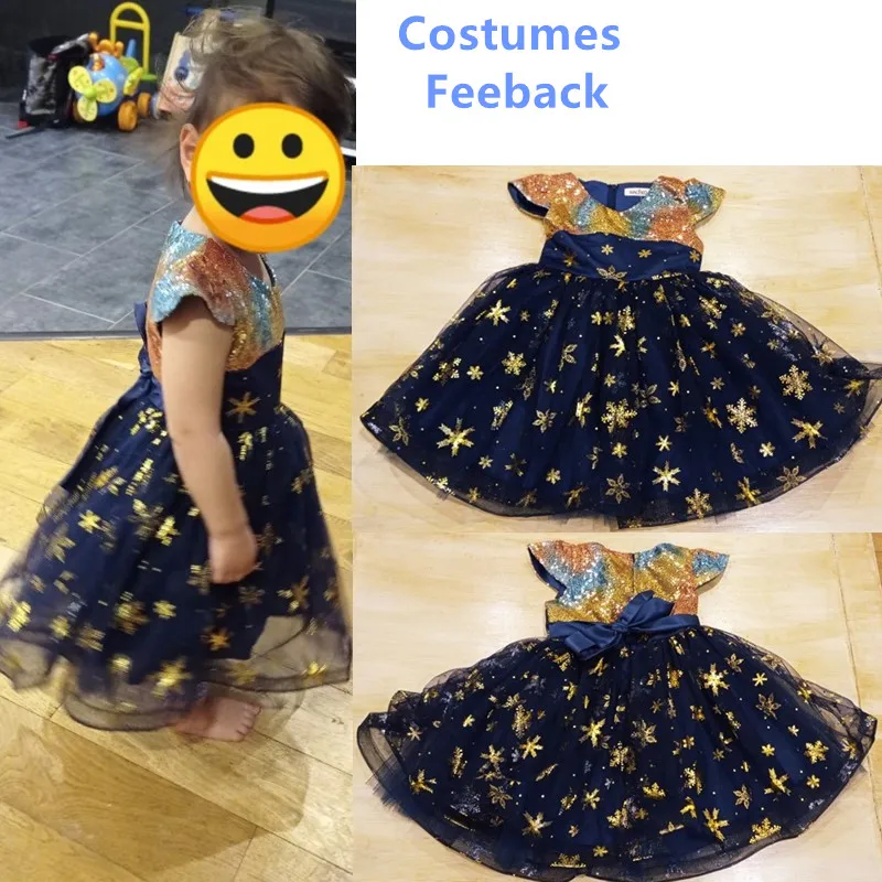 Рождественское платье со снежинками для девочек на новый год 2022 детское зимнее