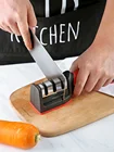 3-ступенчатая точилка для кухонных ножей, профессиональный точильный камень для шлифовки ножей из вольфрама, алмаза, керамики, инструмент для заточки