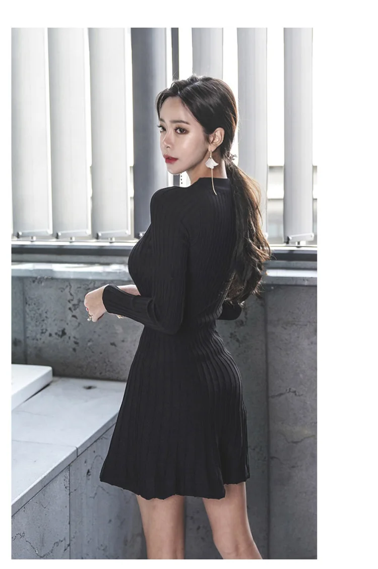 Осеннее женское трикотажное плиссированное платье высокого качества 2019 модное