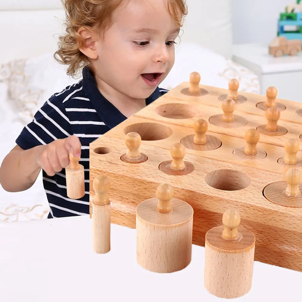 

New Montessori Materials Montessori Block Toys Educational Games Cylinder Socket Wooden Math Toys for Parent Child Interaction