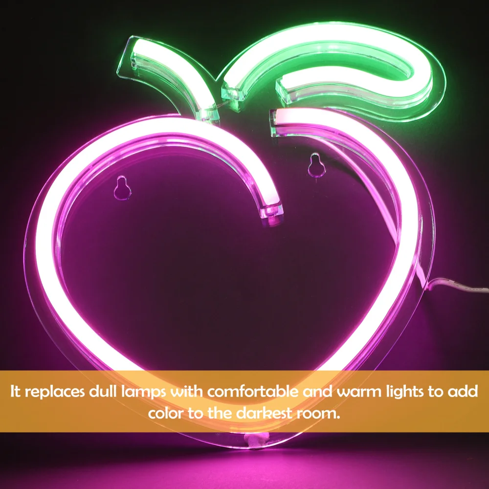

Peach Shape Neon Sign Lamp USB Power Supply LED Light Creative Lamp Adornment