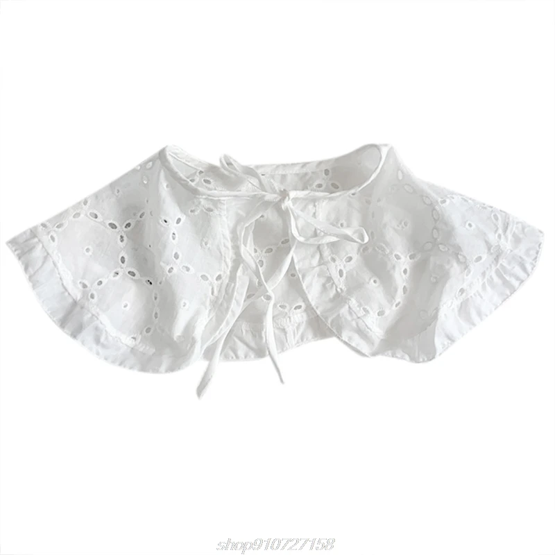 

Hollow Out Mesh Decorative Fake Collar Shawl Womens Sweet Ruffles Embroidery White Necklace Half Shirt Lapel MY27 21 Dropship