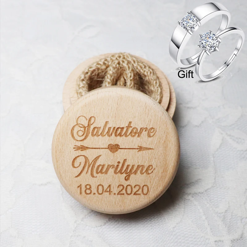 Персонализированная деревенская Свадебная деревянная коробочка для колец