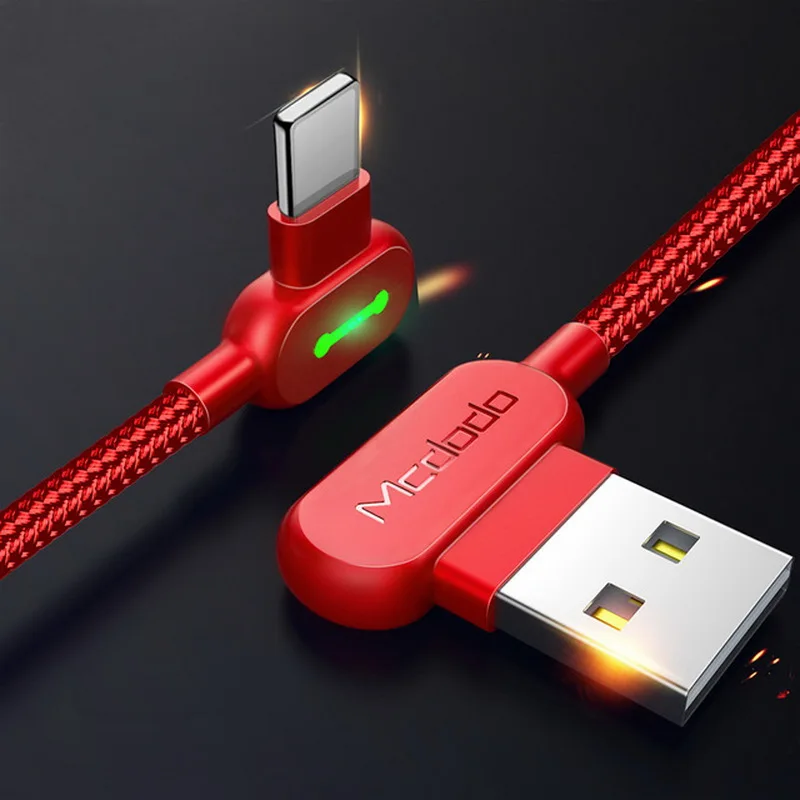 Красный MCDODO 1,8 м светодиодный USB кабель для iPhone X 8 7 6 5 6s Быстрая зарядка USB кабель для передачи данных для iPhone 11 Pro XS MAX XR X Кабель зарядного устройства - Цвет: Красный