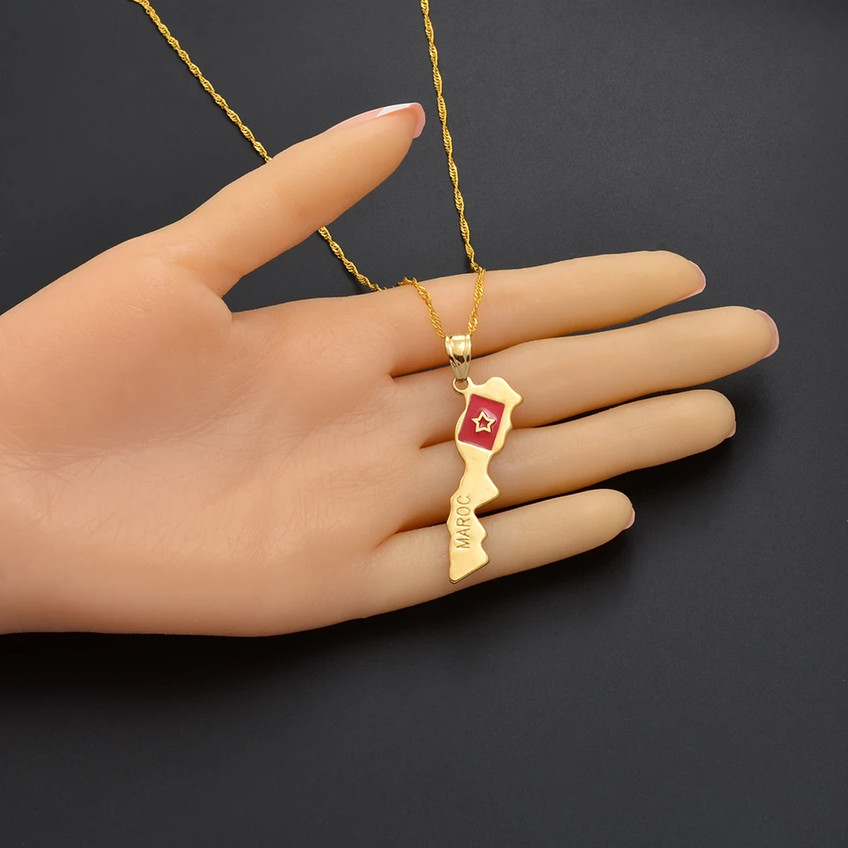Ожерелье с подвеской в виде карты Марокко Anniyo Женские Ювелирные изделия золотого