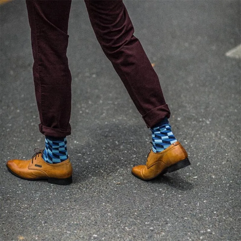 Новинка носки MYORED 5 цветов мужские хлопковые Смешные цветные полосатые модные