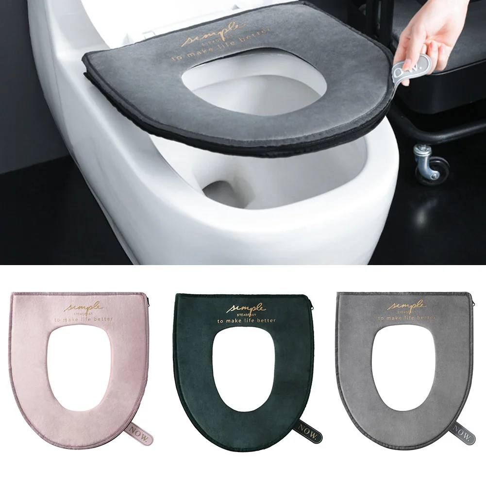

Universal Toilet Seat Cover Winter Toilet Seat Cushion Fleece Washable Toilet Seat Pad Zipper Design Soft Thick Fast Delivery