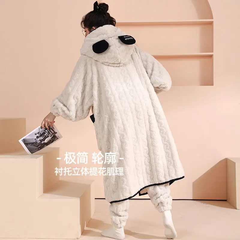 Women Robe Sets Autumn and Winter 2021 New Nightgown Female Thickened Padded Pajamas Female Pajamas Set Pajama Woman Sleepwear
