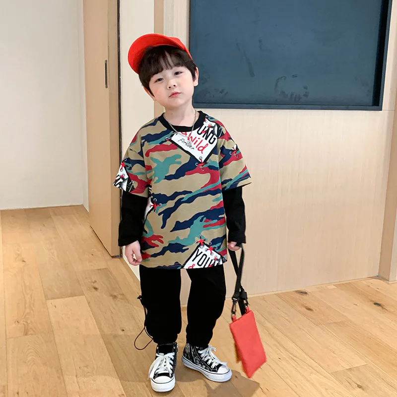 

Футболка камуфляжная для мальчиков, хлопок, спортивная верхняя одежда для малышей, Подростковый подарок, весна-лето