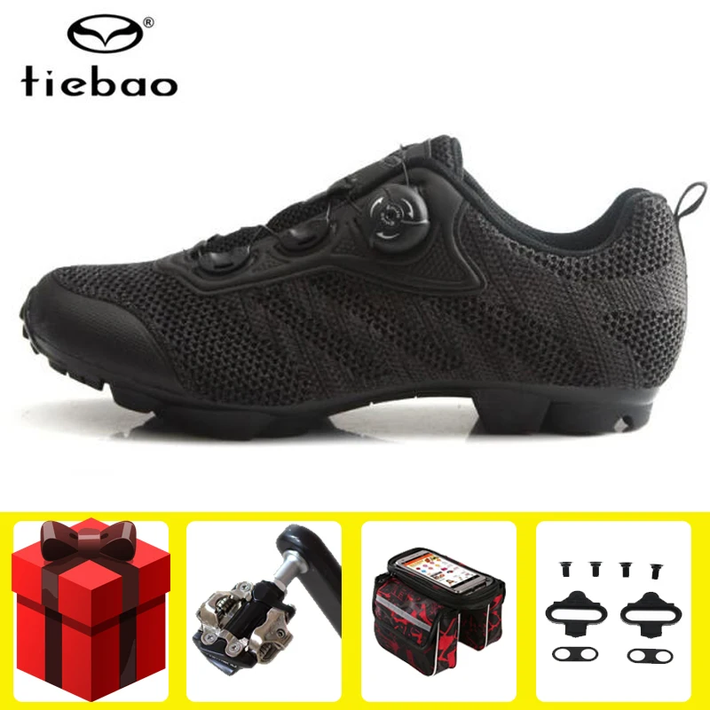 

TIEBAO Cycling Shoes add pedal set Non-slip Mountain Bike chaussure vtt sapatilha ciclismo mtb Breathable Athletic Bicycle Shoes