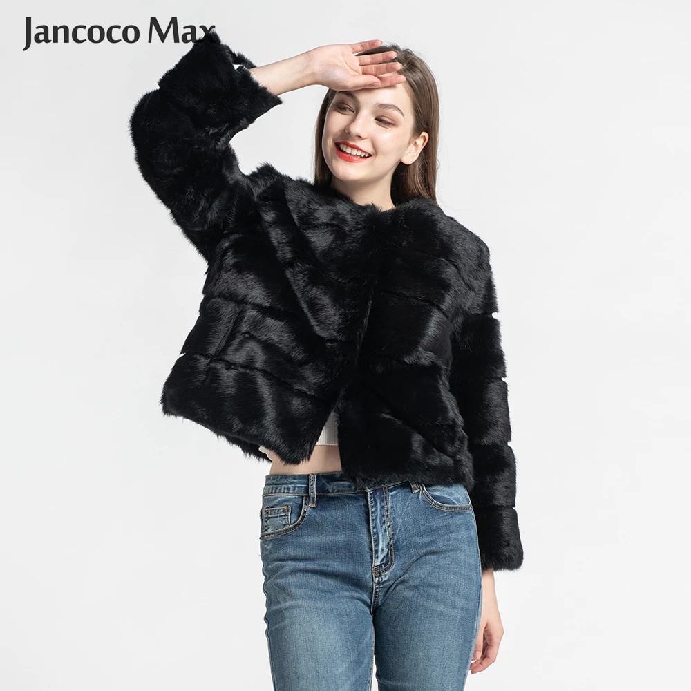 Женское пальто из натурального кроличьего меха, модная короткая куртка из натурального меха, высококачественное Женское пальто S1538