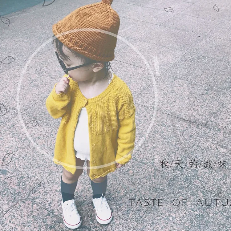 Однотонный красный Детский свитер кардиган осенняя желтая куртка пальто для