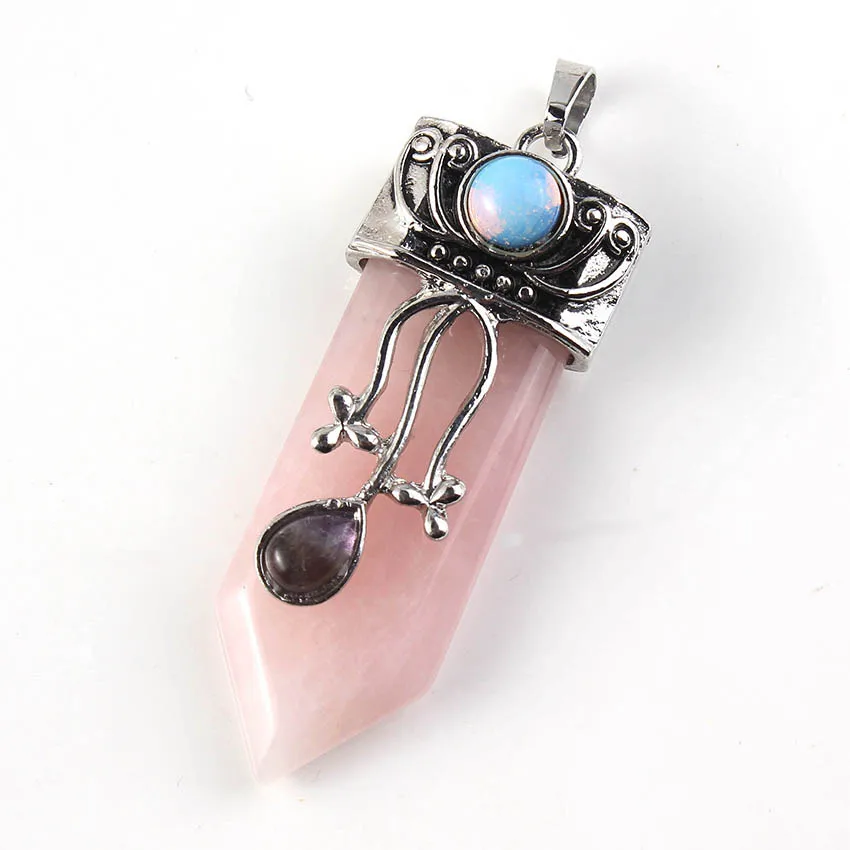 FYJS Unique Silver Plated Flower Sword Shape Amethysts Pendant Vintage Style Tiger Eye Stone Jewelry | Украшения и аксессуары