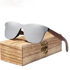 Солнцезащитные очки поляризационные UV400 для мужчин и женщин, зеркальные, из орехового дерева, брендовые, с цветными затемненными линзами, модные