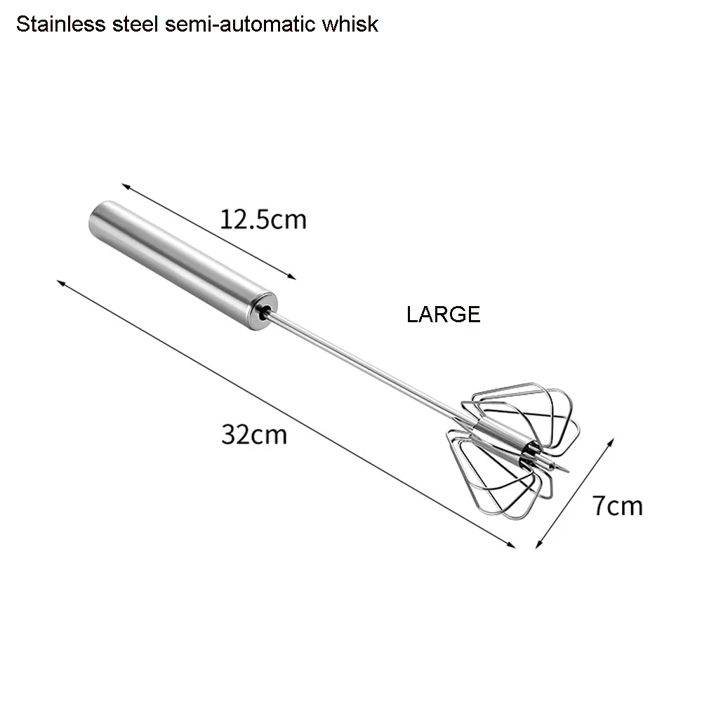 

Semi-Automatic Mixer Egg Beater Self Turning Manual Stainless Steel Whisk Hand Blender Egg Cream Stirring Kitchen Egg Tools