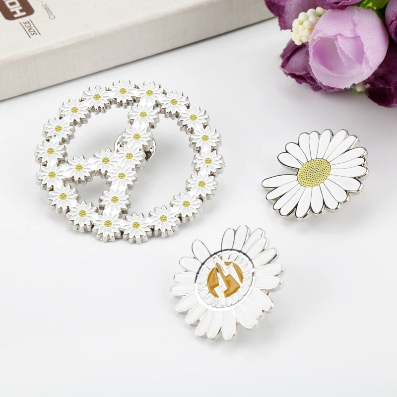 Модная Брошь Стразы GD молния Маргаритка цветок булавки джинсовая куртка одежда