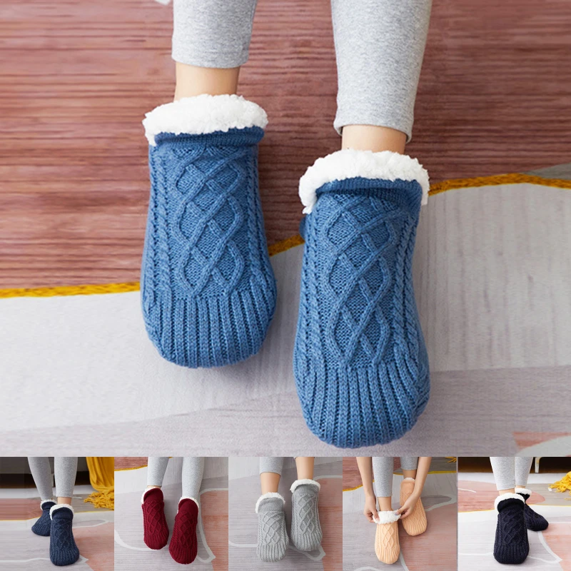 

Men slippers home Thicken Warm Floor Socks Non-Slip Indoor Floor Socks Fashion plush Slippers Socks Black Floor Shoes Male