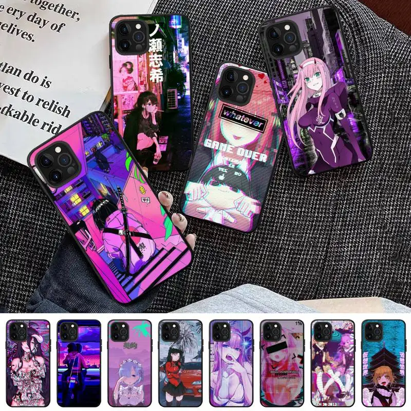 

Vaporwave Glitch Anime Girl Phone Case for iPhone 13 12 mini 11 pro Xs max Xr X 8 7 6 6s Plus 5s cover