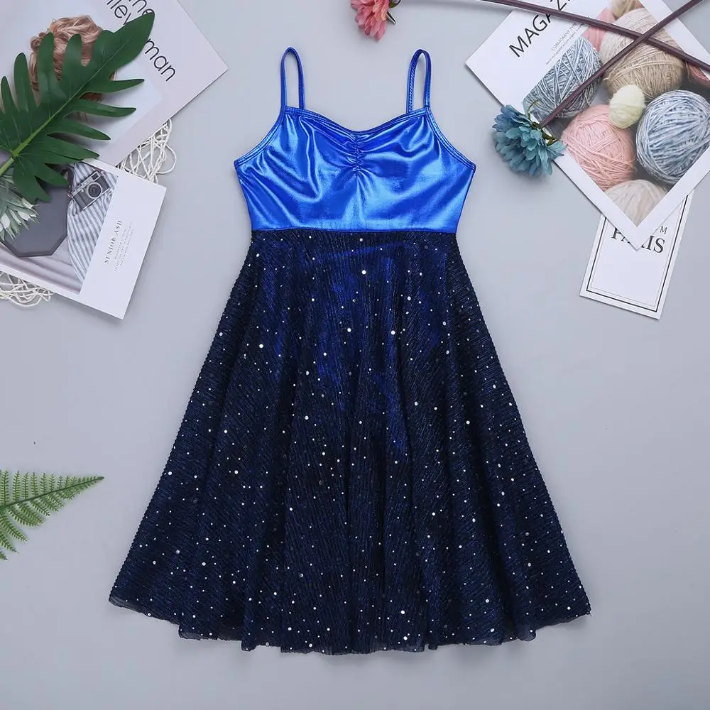 Детское блестящее Сетчатое балетное платье пачка с блестками для девочек