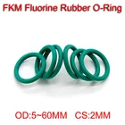 Зеленое уплотнительное кольцо FKM из фторкаучука, уплотнительное кольцо для масла, уплотнительная прокладка CS 2 мм OD 5-60 мм