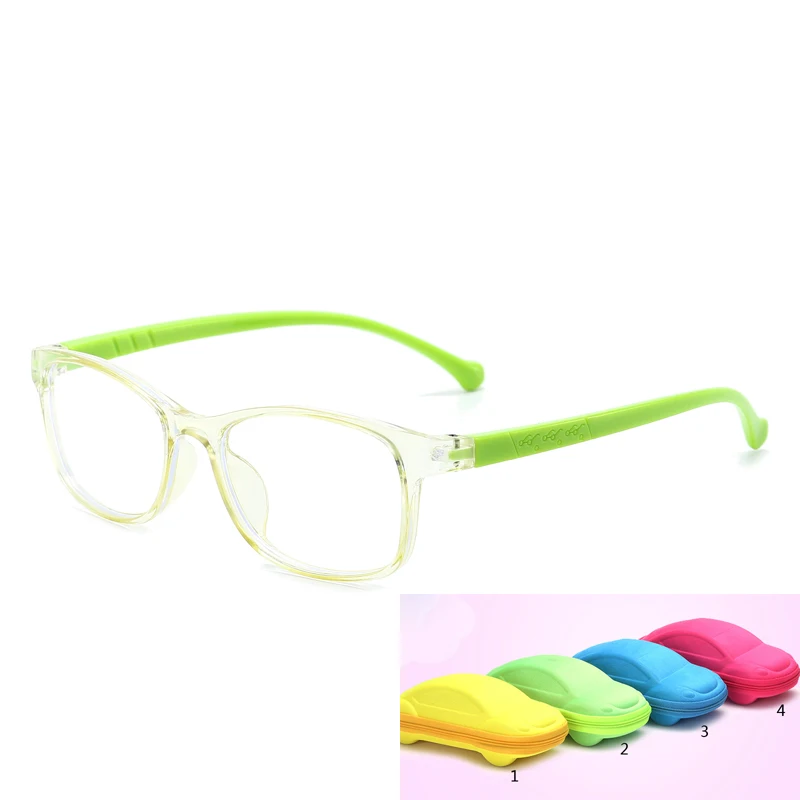 

With Case Boy Girl Game Reading Computer Protective Goggle Fashion Children Glasses Plain Kids Square Anti Blue Light Eyewear