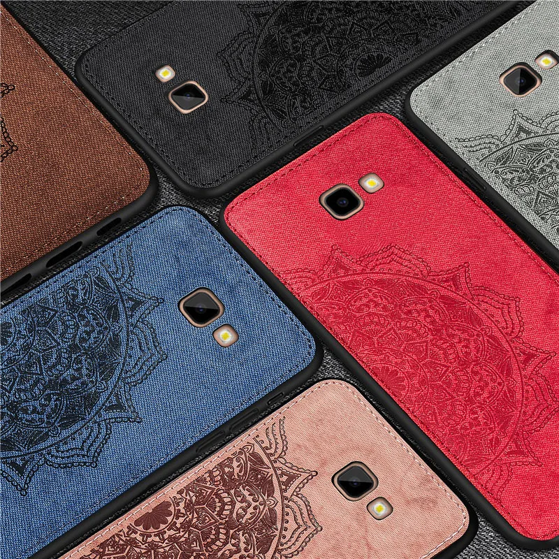 Магнитный чехол для телефона samsung galaxy j4 plus тканевый силиконовый 3d с цветочным