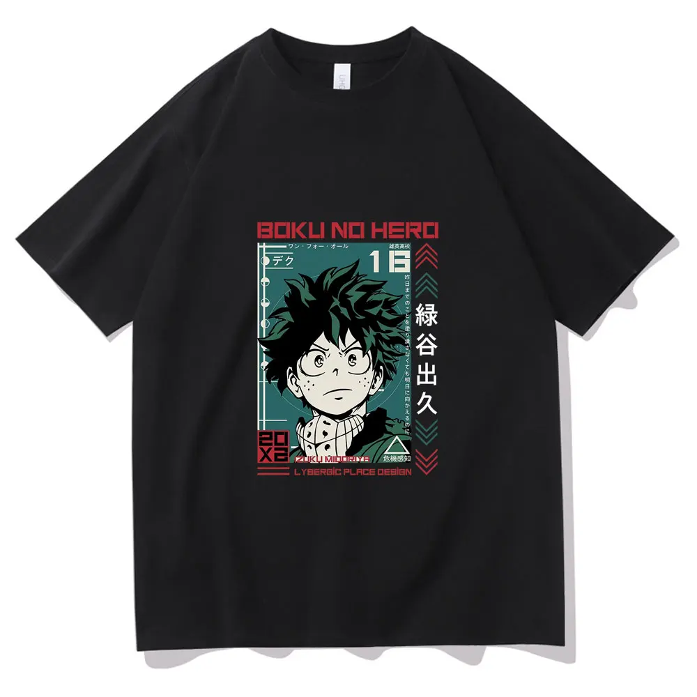 

Anime My Hero Academia T-shirt Unisex Tee Short Sleeve Men Women Fashion Midoriya Izuku Print T Shirts Mens Cool Cotton Tshirt