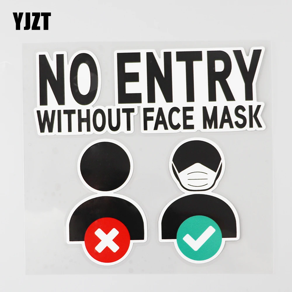 

YJZT 15.2CM×14.1CM No Entry Without Face Mask Decal Warning PVC Car Sticker 12C-0001
