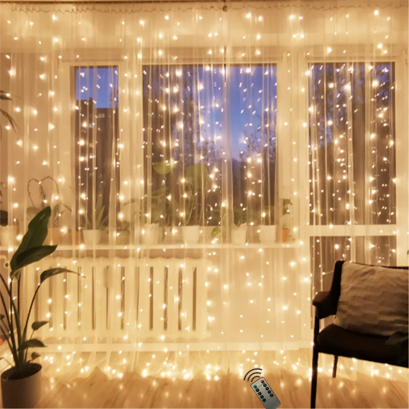 Remote 3*3M Garland Curtain Fairy Lights String Led Usb icicle Lights Copper Wire Led Decorative Garland on Window Patio Wall