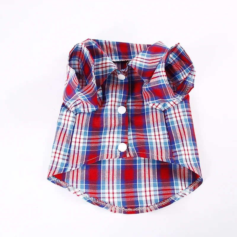 

2021 new dog Dog clothes Clothing for cats pet Hawaiian shirts small dogs french bulldog T-shirt Oversized live grid plaid cute