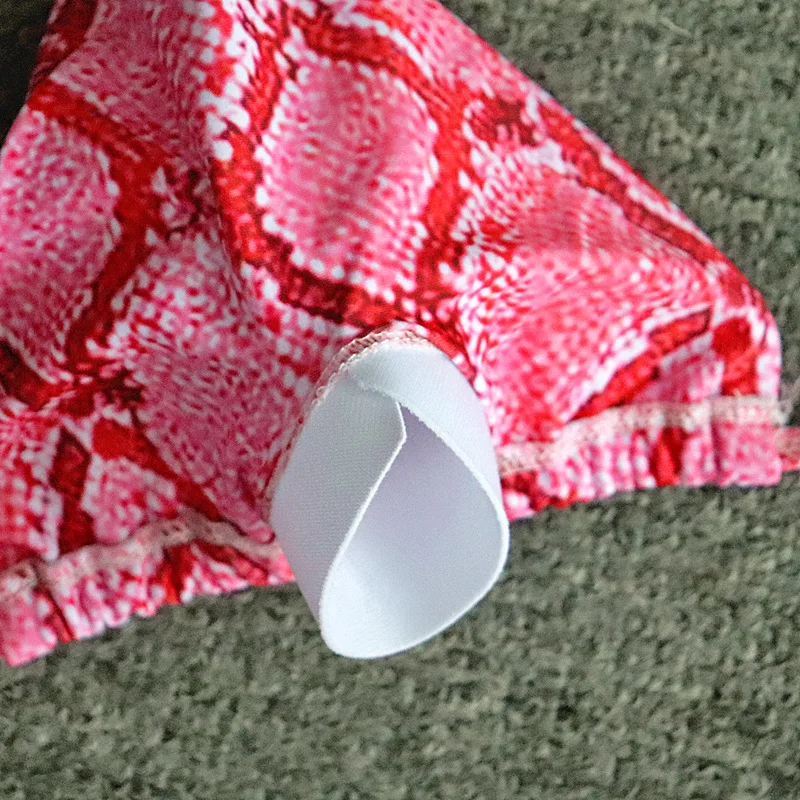 

Red Serpentine Print Bikini Strap Swimsuit Sexy Women's Swimsuit 2021 New Swimsuit