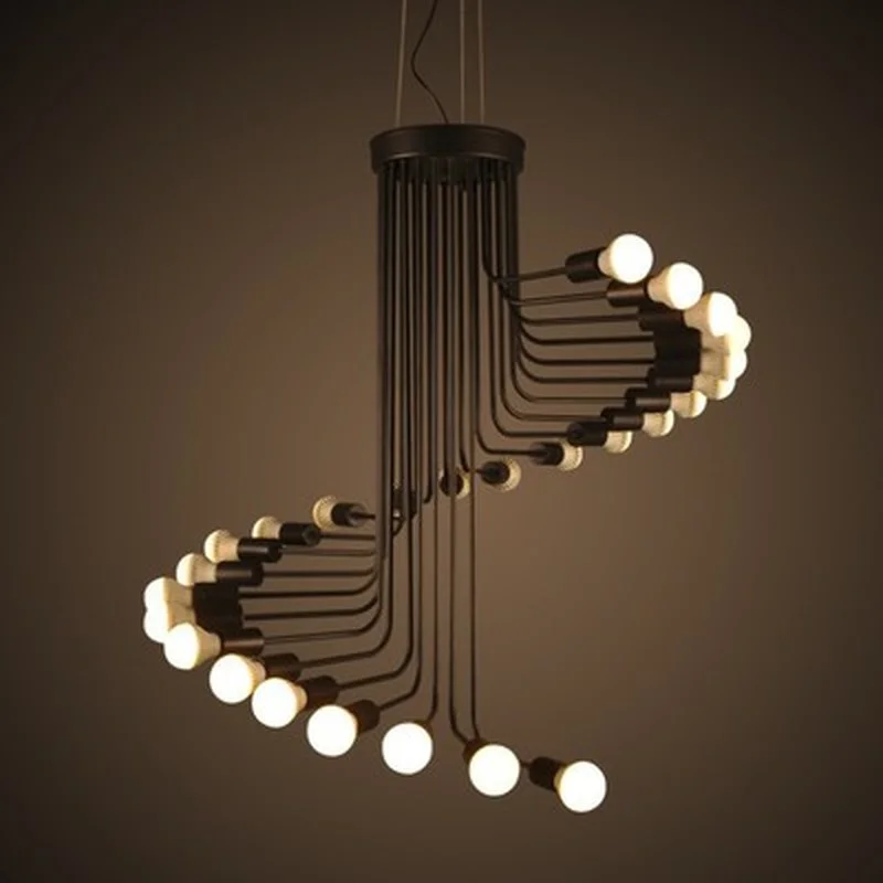 Креативный арт Лофт ретро спиральные лестницы люстра гостиная бар кабинет