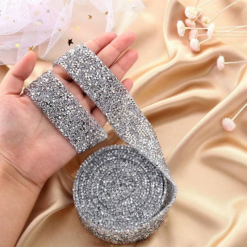 

Hot Sale Hot Fix Rhinestones Ribbon Crystal Decorative Tape Glitter Strass Mix Color Sewing Trim Fashion Art Crafts Decoration