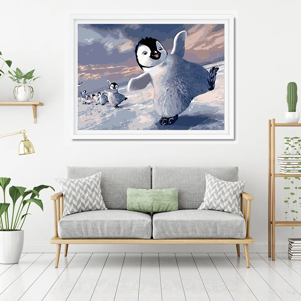 AZQSD масла Краски ing по номерам Пингвин Хо уникальный подарок картины животных