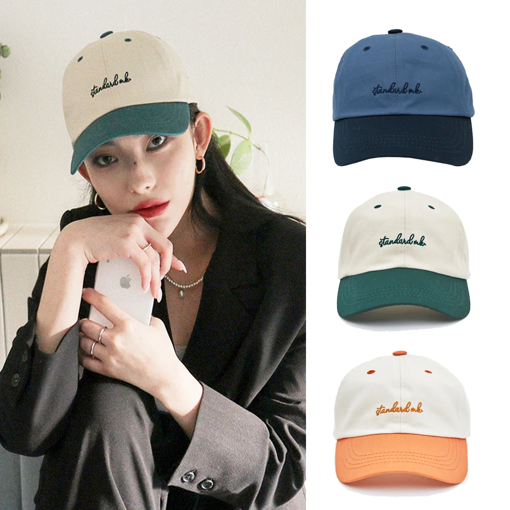 

Women's Summer Hat Korea's New Embroidery Color Matching Men's Baseball Cap Popular Men's Caps Female Hip-Hop Sunscreen Caps