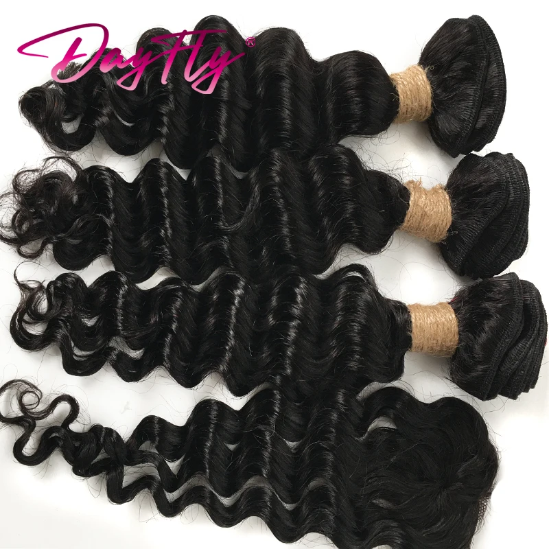 

Short Human Hair Bundles With Closure Natural Brazilian Hair 3 Bundles Wet and Wavy Human Hair Bundles With Closure for Women