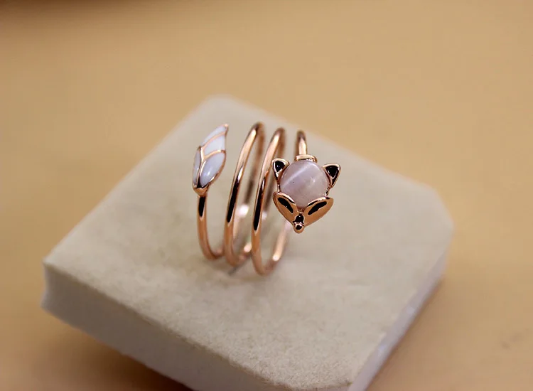 Милое женское кольцо с маленькой лисой в стиле бохо модное открытое обручальное