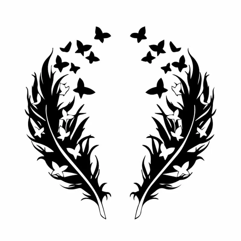 

Car Stickers Decor Motorcycle Decals Feather butterfly romance Vinyl Decorative Accessories Waterproof PVC,15cmx15cm