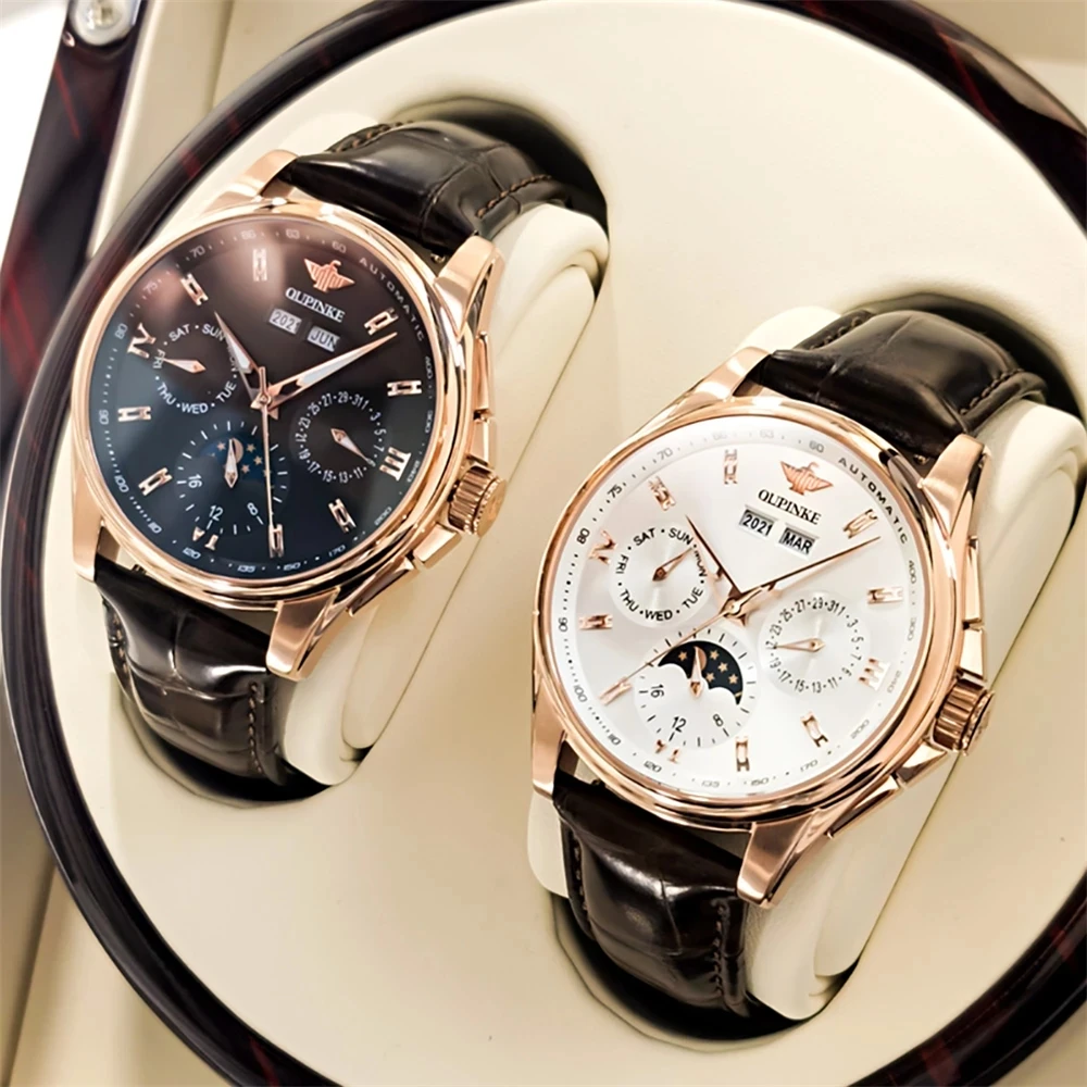 

OUPINKE 3189 Echtem Herren Uhren Brand Leather Luxus Wasserdicht Mechanische Uhr Automatische Bewegung Mode Retro Armbanduhr