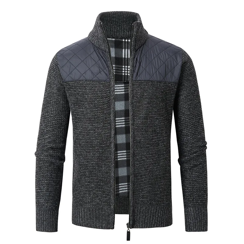 Autumn and winter men's jacket sweater large size zipper youth casual plus velvet thick | Мужская одежда