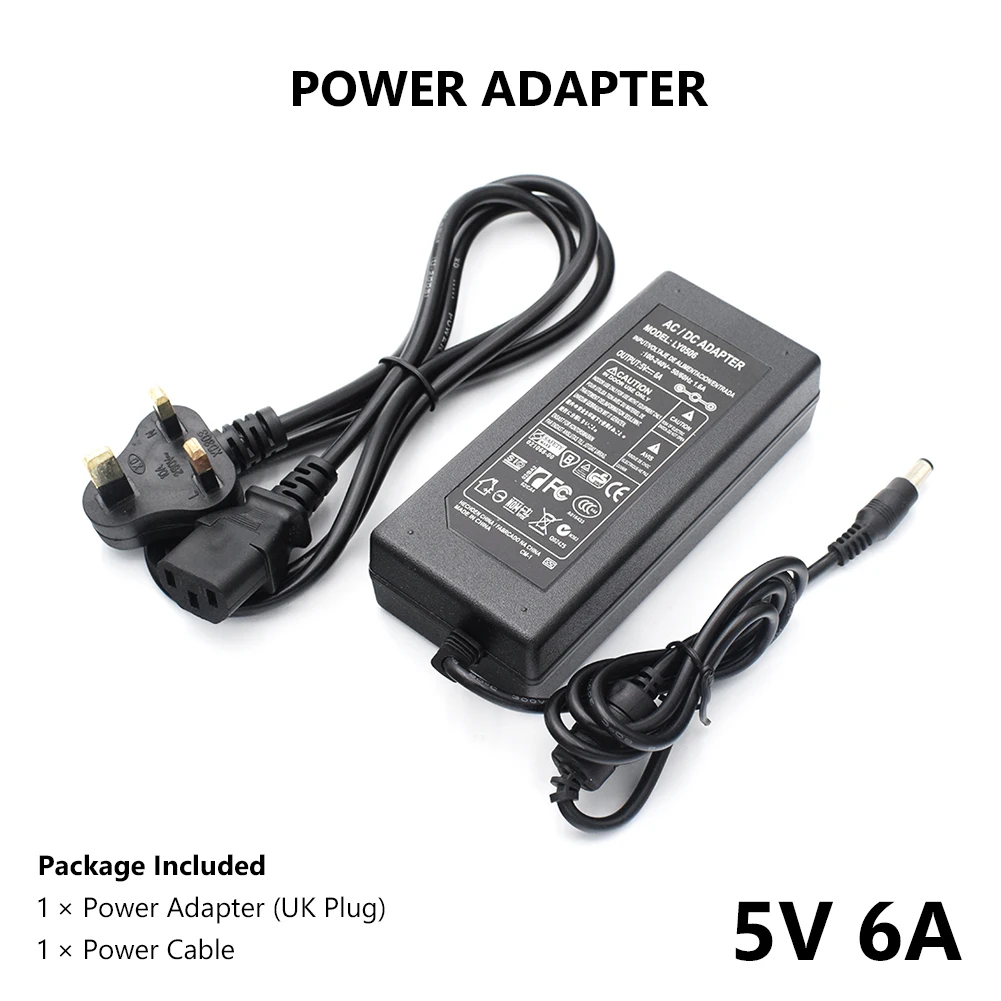 Универсальный AC100 240V DC источник питания 5V 6A 30W зарядное устройство адаптер