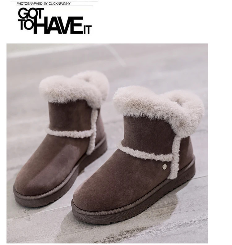 Winter New Women Suede Plush Lining Ankle Fur Snow Boots Flat With Black/Brown Emu Boots Fashion Cotton Shoes