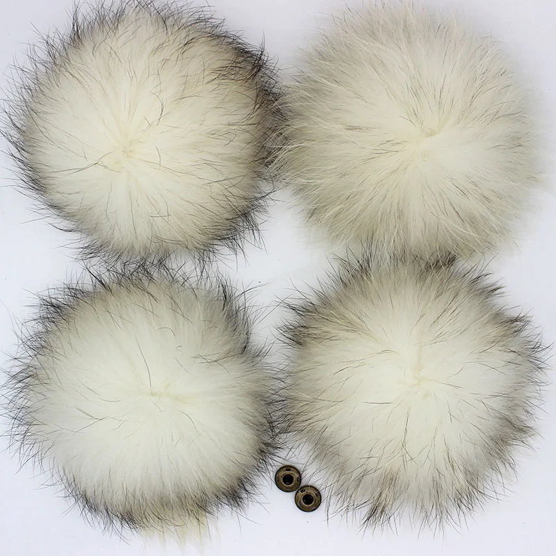 15cm Ivory 5 шт./партия, 12, 13, 14, 15 см, помпоны из натурального меха енота для сумок, вязаная шапочка, шапки, помпон из натурального меха - Цвет: 15cm Ivory