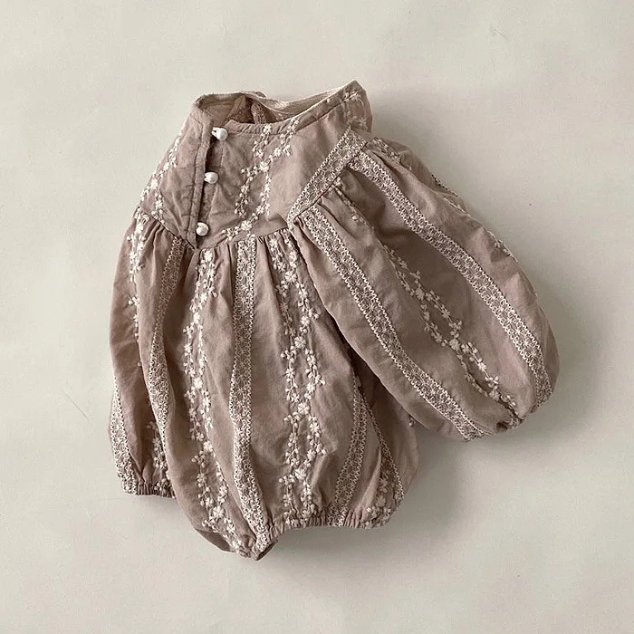Newborn Baby Girls Casual Clothes Autumn New Long Sleeve Bodysuit Toddler Girls Cotton Embroidered Jumpsuit